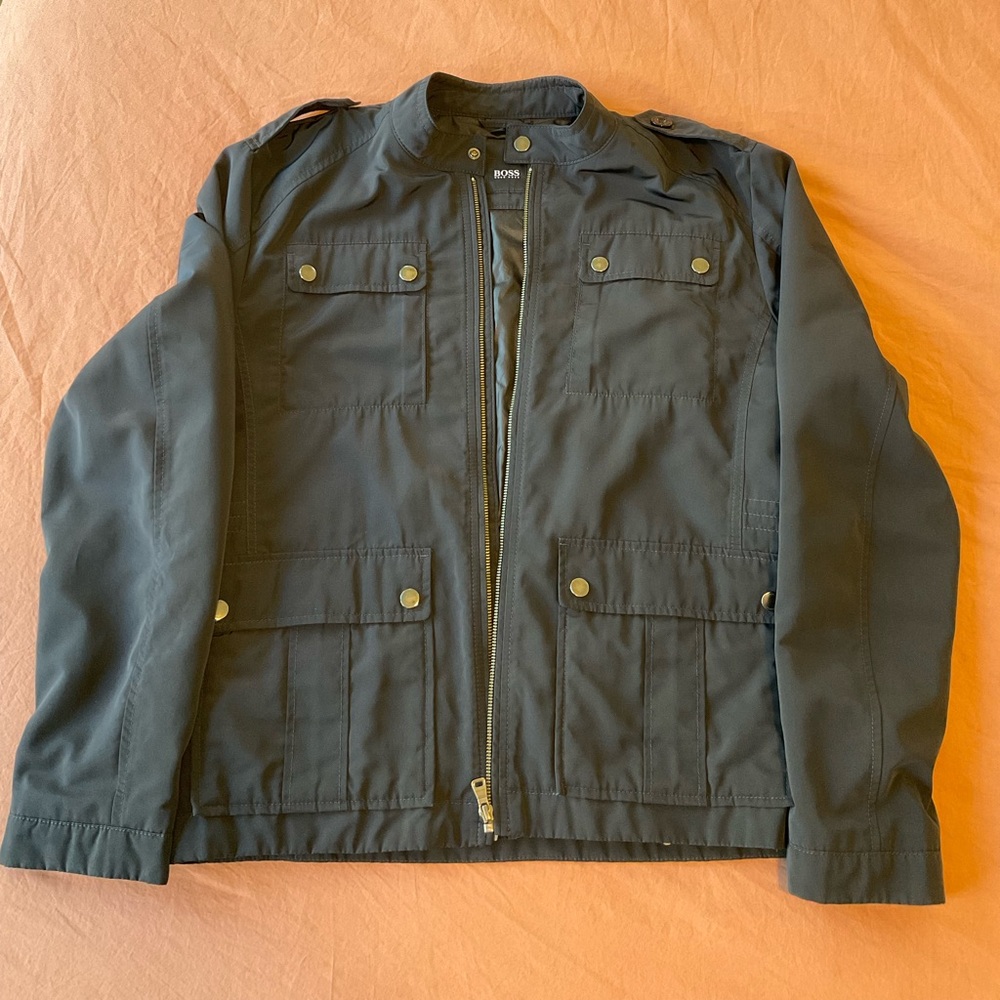 BOSS Men's Navy Blue Military Jacket